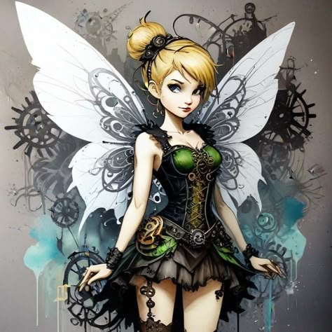 Tinker Bell Wallpaper, Bell Wallpaper, Twisted Princesses, Dark Disney Art, Tinkerbell Friends, Bell Costume, Goth Disney Princess, Goth Disney Princesses, Tinkerbell Pictures