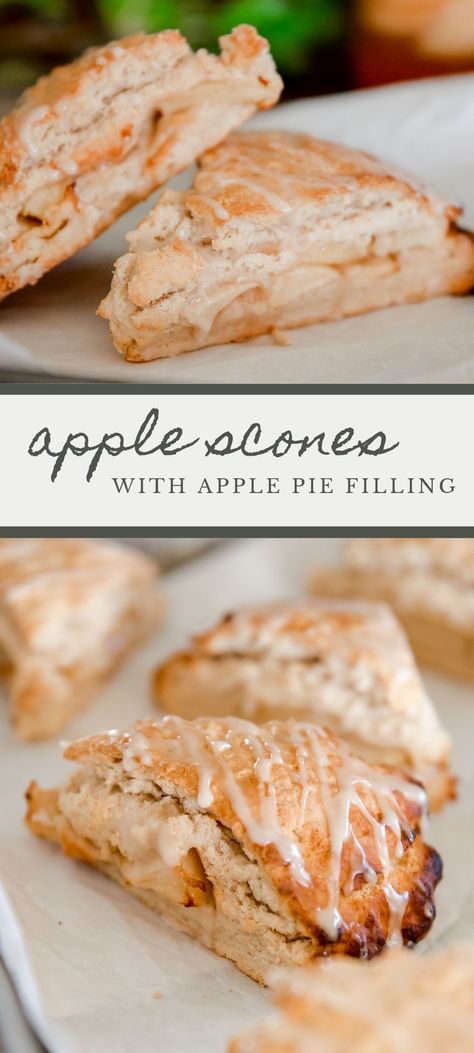 Blueberry Lemon Scones, Apple Scones, Ice Cream Pie Recipe, Cinnamon Glaze, Homemade Apple Pie Filling, Apple Puff Pastry, Apple Pie Filling, Apple Dessert, Apple Dessert Recipes