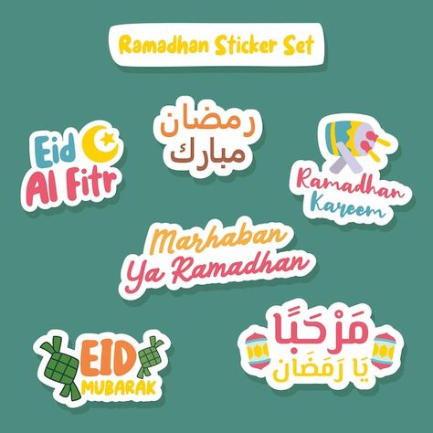 Ramadhan cute sticker set design | Premium Vector #Freepik #vector #happy-eid-al-fitr #eid-al-fitr #happy-eid-mubarak #ied-mubarak Diy Eid Gifts, Ied Mubarak, Eid Mubarak Stickers, Fitr Eid, Eid Al Fitr, Happy Eid, Eid Gifts, Eid Mubarak, Set Design