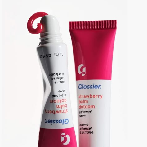 Strawberry Balm Dotcom Lip Balm and Skin Salve - Glossier | Sephora Glossier Campaign, Things In My Bag, Aesthetic Wishlist, Cheap Mothers Day Gifts, Glossier Lip Balm, Strawberry Lip Balm, My Christmas Wish List, Make Up Collection, Graphic Design Is My Passion