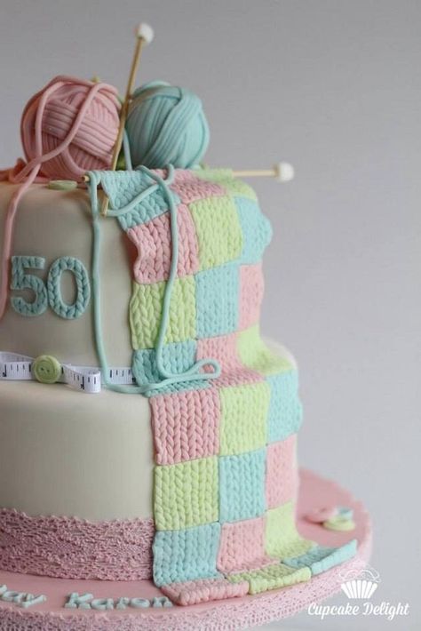 16th Birthday Cake For Girls, Birthday Cake For Mum, Knitting Cake, Cake Crochet, Sewing Cake, Grandma Cake, Cake Design Tutorial, Crochet Cake, Birthday Cake Decorating Ideas