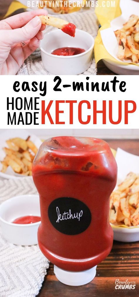 Diy Ketchup, Sugar Free Ketchup Recipe, How To Make Ketchup, Homemade Ketchup Recipes, Homemade Pizza Crust, Ketchup Recipe, Homemade Ketchup, Pantry Ingredients, Homemade Condiments