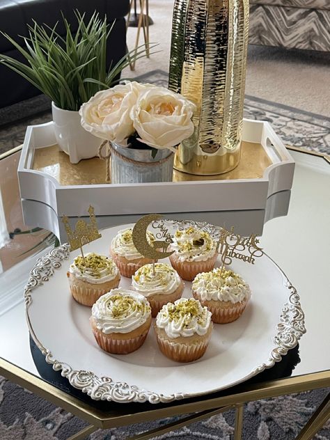 Rasmalai cupcakes with whipped frosting and pistachios Eid Cupcakes, Whipped Frosting, Pistachio, Frosting, Baking