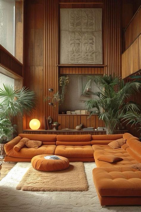 Mexico Mid Century Modern, 70s Lounge Room, Living Room Midcentury Modern, 70s Inspired Living Room, 60s Interior Design, 60s Living Room, 1960s Interior Design, Groovy Interiors, Midcentury Living Room