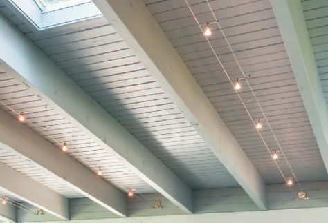 Exposed Joist Ceiling Lighting, Open Beam Ceiling Lighting Ideas, Recessed Lighting Exposed Beams, Open Joist Ceiling Lighting, Ceiling Beam Lighting Ideas, Lighting In Exposed Ceiling, Lighting For Beamed Ceiling, Lighting On Beams Ceilings, Track Lighting Exposed Beams