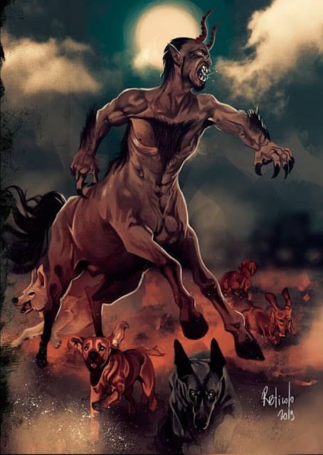 The Besta-Fera (Bestial Beast) in brazilian folklore is a version of a centaur, originating in Portugal. The name can be translated either as bestial beast or ferocious beast and is often employed in a figurative sense to refer to anyone that is exceedingly angry. Although said to resemble a centaur it's really a man-eating creature of undefined features that has a terrifying roar. According to legend, it is believed that it is the Devil who leaves hell during full-moon nights. It has the body.. Full Moon Night, Epic Story, Book Inspiration, The Devil, Jurassic World, Jurassic Park, Mythical Creatures, Figurative, Portal