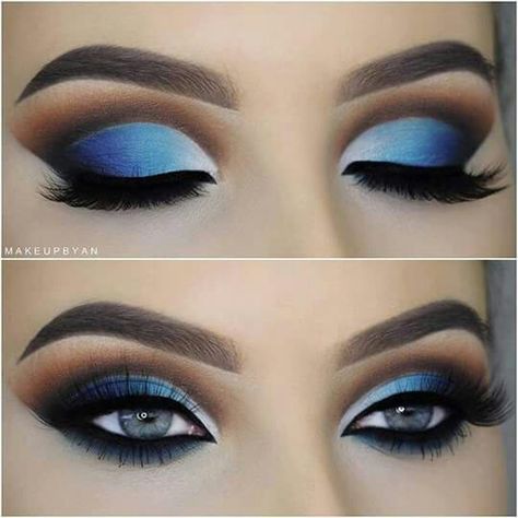 . Eye Makeup For Blue Eyes, Drag Make-up, Cut Crease Makeup, Makeup For Blue Eyes, Smink Inspiration, Beauty Make-up, Hooded Eye Makeup, Eye Makeup Steps, Makijaż Smokey Eye