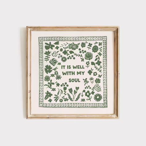 Forest Green It is Well Print, INSTANT Digital Downloadable Wall Art, Trendy Decor, Christian Illustration, Living Room Art, Kitchen - Etsy Christian Illustration, Green It, Wall Art Trendy, It Is Well With My Soul, Bold Art, Green Wall Art, Art Kitchen, It Is Well, Trendy Decor