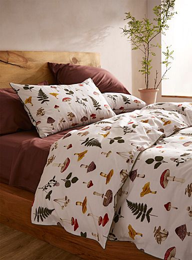 Mushrooms and herbs duvet cover set | Simons Maison | Duvet Covers | Bedroom | Simons Colorful Duvet Covers, White Duvet Covers, Multipurpose Bag, Duvet Cover Pattern, Duvet Cover Set, Bed Covers, Duvet Cover Sets, Pillow Shams, Bedding Sets