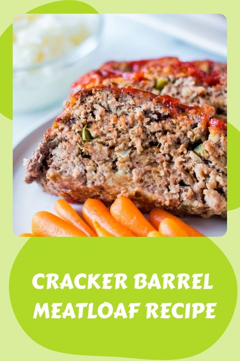 This easy and comforting Cracker Barrel Meatloaf recipe is the perfect dinner for a cozy night in! Juicy, flavorful, and topped with a sweet glaze, this copycat meatloaf is sure to be a hit! With Ritz cracker crumbs as the secret ingredient, this delicious dish will have your family begging for seconds. 😋 Hamburger Dinners, Meatloaf Recipe With Crackers, Carb List, Aldi Meals, Cracker Barrel Meatloaf Recipe, Cracker Barrel Meatloaf, Cracker Barrel Recipes, Tartiflette Recipe, Beef Entrees