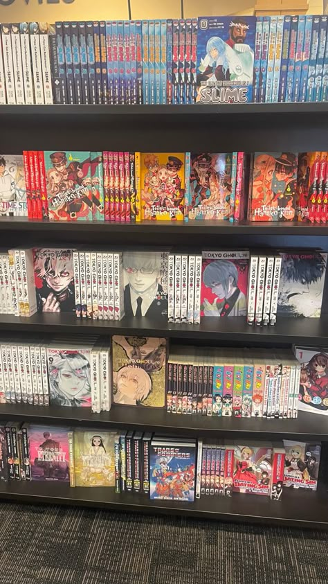 Aesthetic Manga Book, Aesthetic Manga Collection, Manga Shop Aesthetic, Anime Store Aesthetic, Mangatheque Aesthetic, Manga Set Up, Manga Books Aesthetic, Manga Book Collection, Manga Book Aesthetic