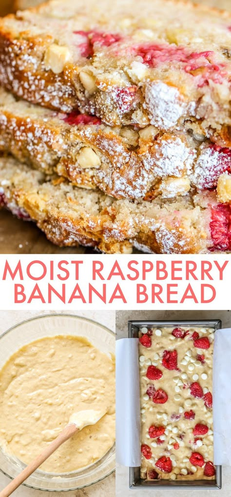 Banana Bread Different Ways, White Chocolate Raspberry Banana Bread, Banana Raspberry Bread, Banana Raspberry Recipes, What To Do With Over Ripe Bananas, Recipes With 2 Ripe Bananas, Unique Banana Recipes, Ripened Banana Recipes, Rotten Banana Recipes