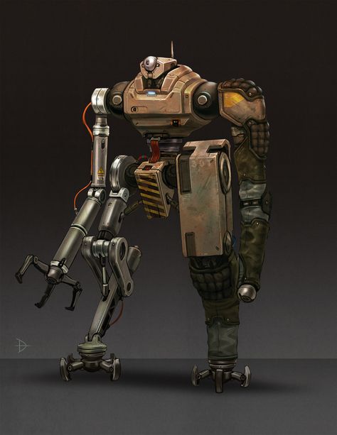 ArtStation - Obsolete Robot, David Bonilla Junk Bots Robots, Junk Robot Concept Art, Robot Fantasy Art, Scrap Robot, Robot Mechanics, Military Robot, Battle Robots, Big Robots, Industrial Robots