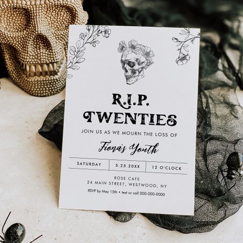 Rip Twenties Birthday, 20s Invitation, Rip Twenties, Gothic Birthday, Gothic Love, 98th Birthday, 30th Birthday Themes, 20s Party, 30th Birthday Party