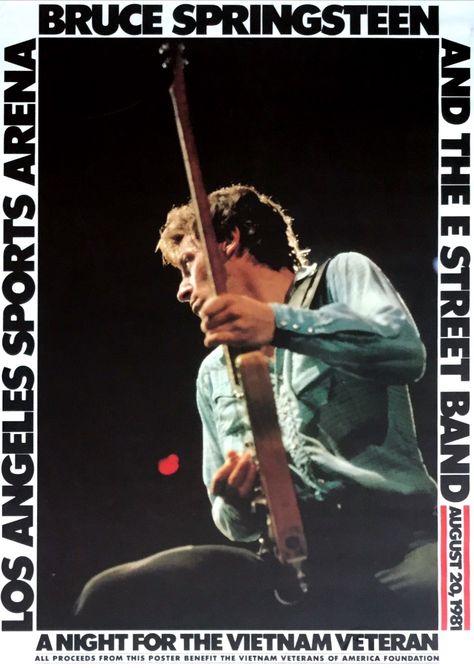 Bruce Springsteen & The E-Street Band – 1981 “Vietnam Veteran Benefit” Poster Bruce Springsteen Poster, Band Concert Poster, Vintage Concert Posters, Band Concert, E Street Band, Sports Arena, Born To Run, Concert Poster, Rock Posters