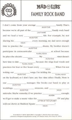 Free Mad Libs, Kids Mad Libs, Mad Lips, Funny Mad Libs, Bus Trip, Mad Libs, Silly Games, Esl Teaching, Parts Of Speech