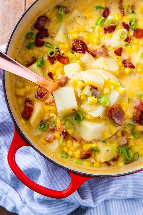 Cheesy Cowboy Chowder Stew Soup, Chowder Soup, Creamed Potatoes, Chowder Recipes, Corn Chowder, Easy Weeknight Dinners, Weeknight Dinners, Tasty Recipes, On Repeat