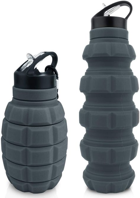 AmazonSmile: Collapsible Travel Water Bottle18oz, Reuseable BPA Free Silicone Foldable Water Bottles for Gym Camping Hiking, Portable Leak Proof Sports Water Bottle with Carabiner (Dark gray) : Sports & Outdoors Total Abs, Water Survival, Foldable Water Bottle, Collapsible Water Bottle, Travel Water Bottle, Portable Water Bottle, Silicone Bottle, Best Water Bottle, Sports Water Bottle