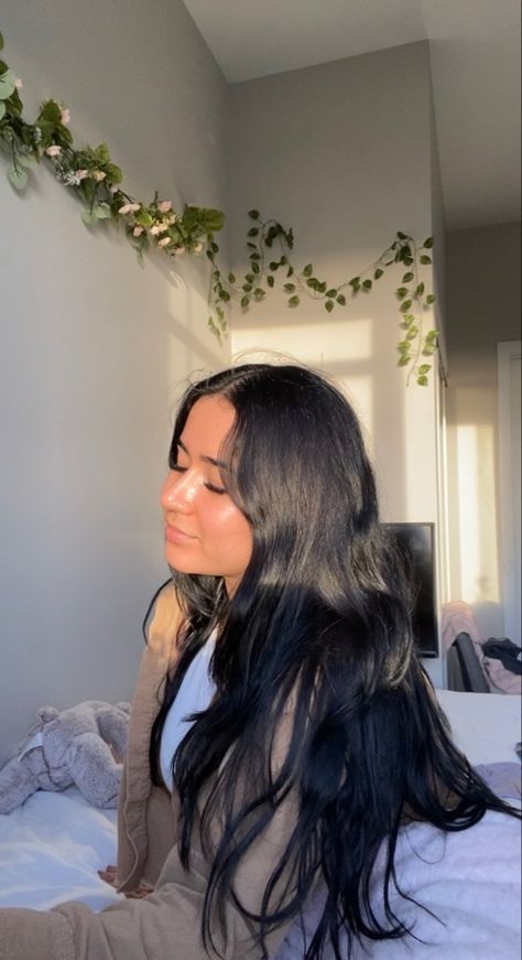 Jet Black Hair Aesthetic, Bluish Black Hair, Jet Black Hair Color, New Black Hairstyles, October Hair, Mexican Hair, Different Shades Of Black, Black Hair Aesthetic, Blue Black Hair