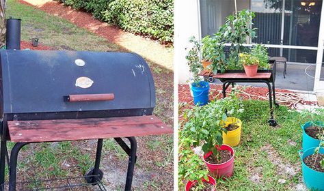 How to Turn Your Rusty Old Grill into a Backyard Garden Repurposed Grill, Yard Planters, Barrel Grill, Barbecue Grill, How To Turn, Garden Diy, Patio Ideas, Gas Grill, Repurpose