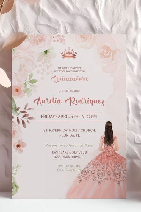 Calling all dreamers and princesses! 🎉✨ Our Pink and Rose Gold Quinceañera Invitation is here to announce the most enchanting celebration. Let's make this 15th birthday unforgettable! 💖🌟 #QuinceañeraInvitation #15Anos #MisQuince #CrownPrincess #BirthdayInvite #PinkAndRoseGold #FloralDesign #DigitalInvitation #QuinceañeraCelebration #PartyPlanning #CharmingDetails #BirthdayPrincess #RoyalCelebration #QuinceañeraIdeas #QuinceañeraParty #InstagramInvites #QuinceañeraPlanning Rose Gold Quinceanera, Quinceañera Invitation, Quinceanera Planning, Crown Pink, Quinceanera Party, 18th Birthday Party, Quinceanera Invitations, 15th Birthday, Birthday Invite