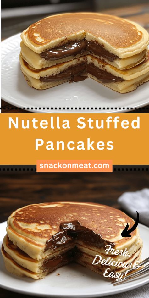 Nutella Stuffed Pancakes, Stuffed Pancakes, Pancakes Fluffy, Nutella Pancakes, Breakfast Yummy, Special Breakfast, Pancake Recipe Easy, Ultimate Breakfast, School Week