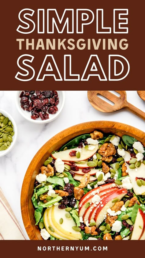 Simple Thanksgiving Salad Apple Gouda Salad, Fall Salad For Thanksgiving, Fresh Thanksgiving Salads, Gluten Free Thanksgiving Salad, Thanksgiving Salad Recipes Nut Free, Healthy Thanksgiving Salad Recipes, Green Salad Thanksgiving, Thanksgiving Salad Recipes Simple, Fall Thanksgiving Salad