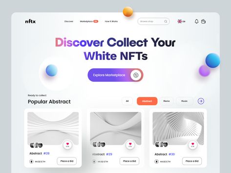 NFTs Marketplace Website by Masud Rana Website Card Design Layout, Marketplace Website Design, White Website Design, Figma Tutorial, Coffee Site, 3d Website, Travel Website Design, Recipe Website, Ui Website