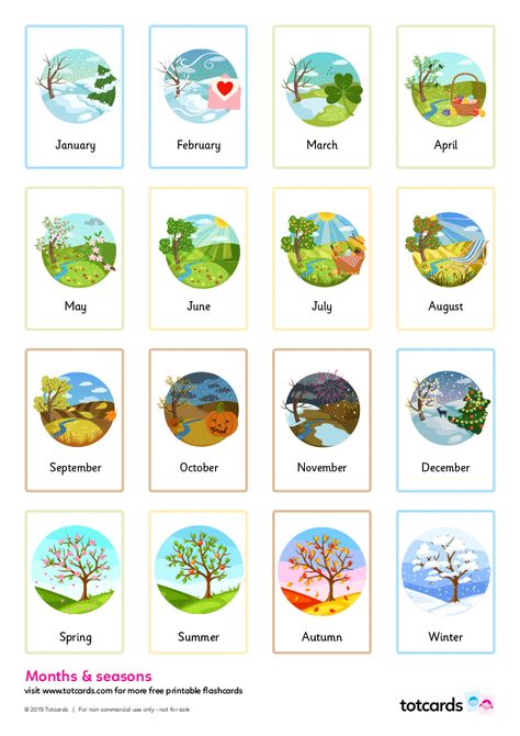 Months Of The Year Flashcards, Months And Seasons, Flashcard App, Free Flashcards, Color Flashcards, Trading Options, Free Printable Flash Cards, Flashcards For Kids, Printable Flash Cards