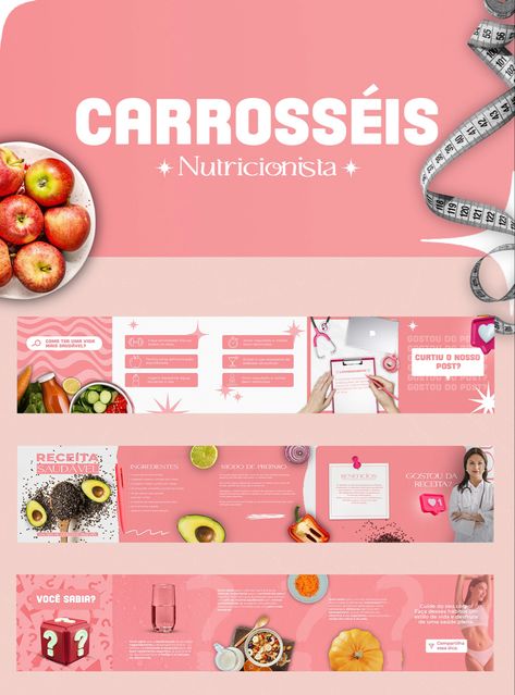 #nutricionista #nutrição #carrossel #saúde #alimentação Creative Design Ideas Social Media, Fruit Company, Ad Layout, Digital Dashboard, Corporate Image, Instagram Design, Creative Ads, Media Design, Instagram Story Template