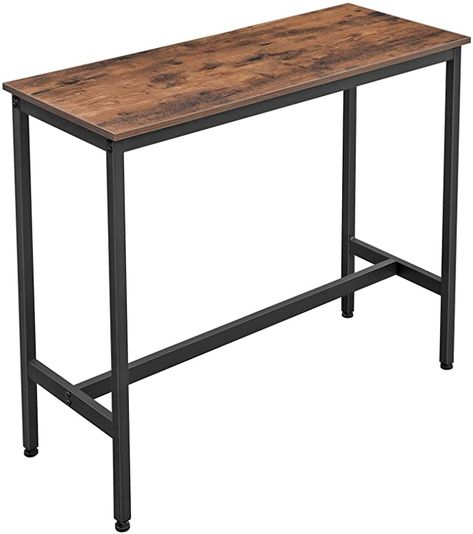 Amazon.com: VASAGLE ALINERU Bar Table, Narrow Rectangular Bar Table, Kitchen Table, Pub Dining High Table, Sturdy Metal Frame, 39.4 x 15.7 x 35.4 Inches, Easy Assembly, Industrial Design, Rustic Brown: Home & Kitchen Long Bar Table, Bar Table Kitchen, Indoor Hammock Chair, Hanging Chair With Stand, Narrow Table, Dining Table Rustic, High Top Tables, Industrial Dining Table, Hanging Hammock Chair