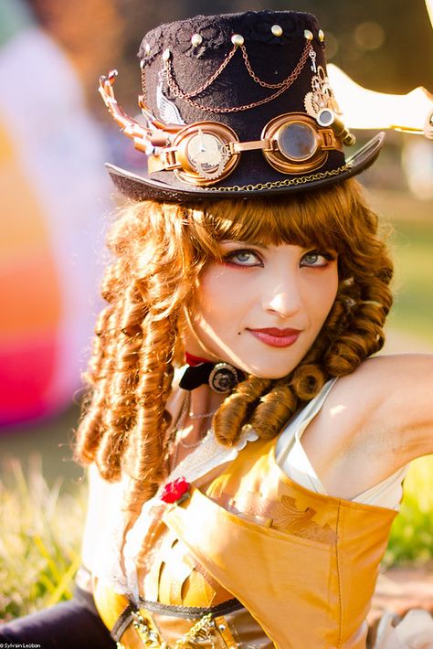 Steampunk Hairstyles, Goggles, A Woman, Hairstyles, Yellow, Hair, Gold, Black