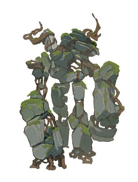 ArtStation - maysketchaday 1/3, Markus Lenz Golem Rpg, Rock Character Design, Cute Tree Drawing, Golem Concept Art, Rock Creature, Rock Golem, Character Dnd, Daily Sketch, Monster Concept Art