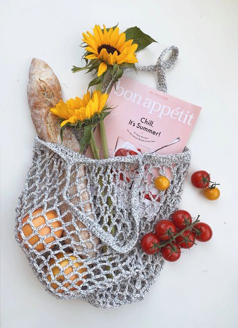 Diy Farmers Market, French Market Bag, By Hand London, Tote Crochet, Crochet Market, Free Crochet Bag, Crochet Bag Pattern Free, Farmers Market Bag, Bag Pattern Free