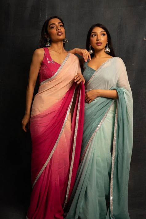 New Sarees, New Dress Design Indian, Ombre Saree, Sarees For Girls, Saree Wearing Styles, Simple Saree Designs, Bridesmaid Saree, Fashionable Saree Blouse Designs, Fancy Sarees Party Wear