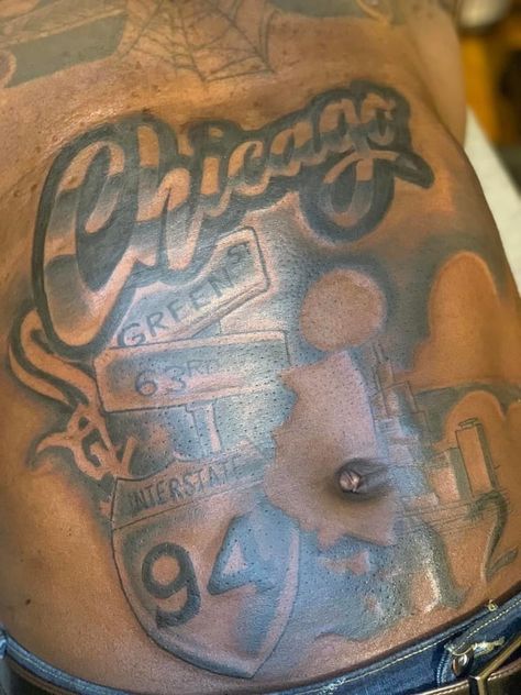 Chicago Tattoo Ideas, Fire Tattoos, K Camp, Tattoo Ideas Males, Black Men Tattoos, Chicago Tattoo, Brian Dawkins, City Tattoo, Cool Forearm Tattoos