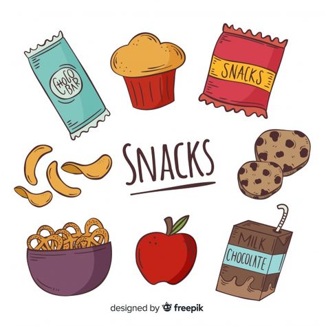 Collection of delicious snacks Free Vect... | Premium Vector #Freepik #vector #food Snack Clipart, Snack Pictures, Snack Sani, Yogurt Snacks, Fruit Labels, 100 Calorie, Food Menu Template, Fast Food Menu, Food Sketch