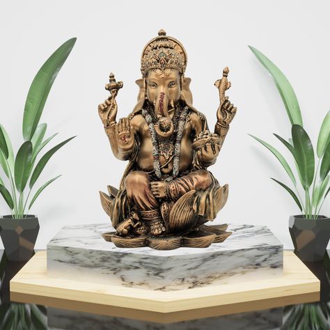 Brass finish ganesha statue, home decor ganesh sculpture, housewarming ganesh idol, indian idols, decorative idol for temple decor by DiwamHandicrafts on Etsy Ganesh Sculpture, Ganesh Murti, Statue Home Decor, Indian Idol, Temple Decor, Ganesh Idol, Elephant God, Ganesha Statue, Krishna Statue