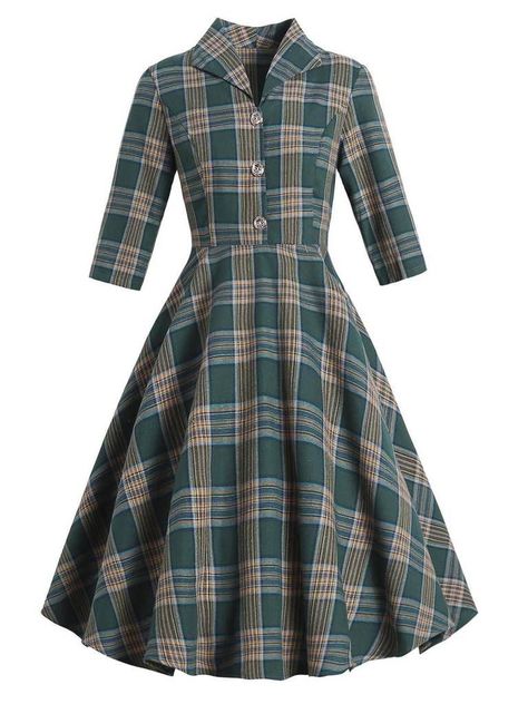 cd0dce8fca267bf1fb86cf43e18d5598desc51606355ri 70s Fashion Dresses, Plaid Dress Vintage, Green Plaid Dress, Vestidos Retro, 70s Vintage Fashion, Robes Vintage, Vintage Dresses 50s, Vintage Black Dress, Look Retro