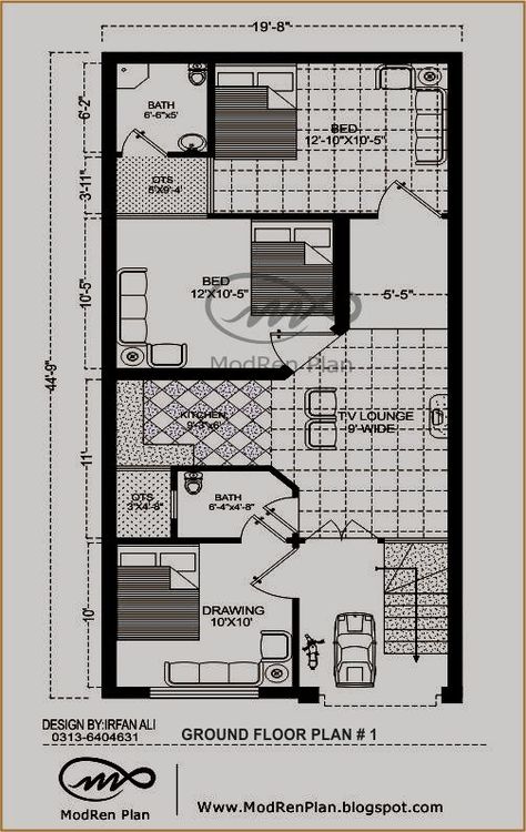 Small House Plan 18x45 House Plan, 3 Marla House Plan, Town House Plans, 10 Marla House Plan, House Plan Ideas, Square House Plans, 20x40 House Plans, Plan Small House, 2bhk House Plan