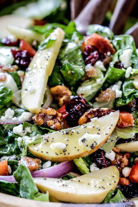 Candied Walnut Salad, Poppy Seed Vinaigrette, Candied Walnuts For Salad, Carlsbad Cravings, Yummy Salads, Autumn Salad, Vinaigrette Recipes, Walnut Salad, Apple Salad