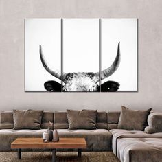 Nguni Decor Living Rooms, Western Basement, Western Apartment, Binary Sunset, Nguni Cows, Skull Aesthetic, Western Graphics, Cow Wall Decor, Slate Wall Tiles