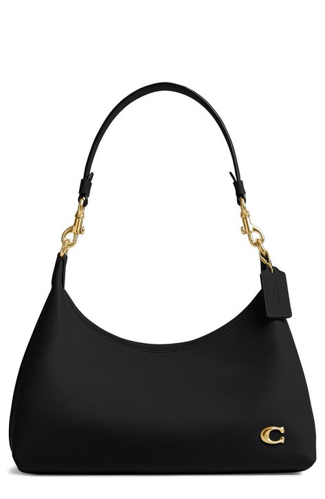 COACH Juliet Glove Tanned Leather Shoulder Bag available at #Nordstrom Luxury Black Bucket Shoulder Bag, Luxury Black Shoulder Bag With Brass Hardware, Luxury Black Shoulder Bag With Hardware, Classic Black Shoulder Bag With Gold-tone Hardware, Luxury On-the-go Shoulder Bag With Metal Hardware, Wishlist 2024, Dream List, Birthday List, Pretty Bags