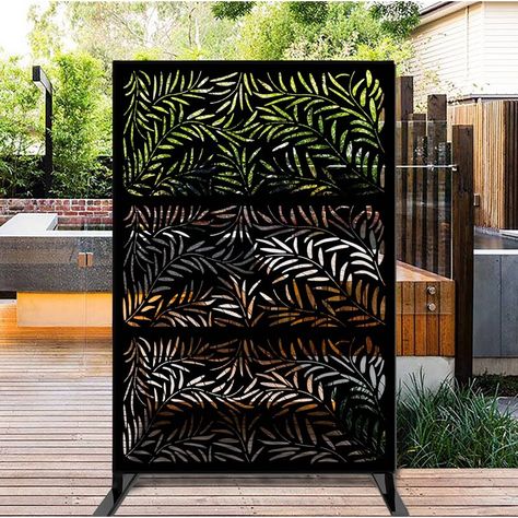 Porpora 6.5 ft. H x 4 ft. W Metal Privacy Screen & Reviews | Wayfair Box Planters, Metal Privacy Screen, Outdoor Fencing, Laser Cut Screens, Outdoor Screens, Laser Cut Panels, Privacy Screen Outdoor, Outdoor Privacy, Metal Screen