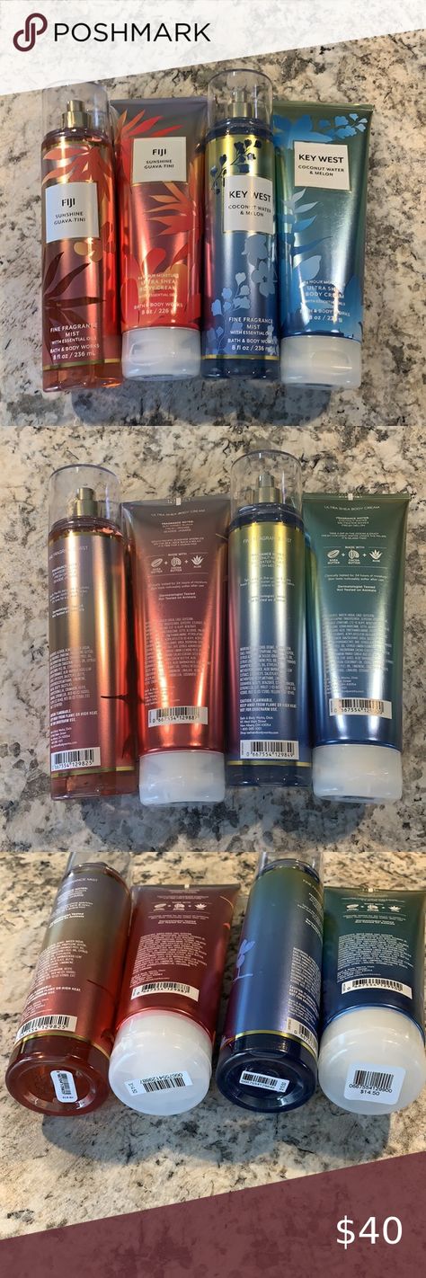 Fiji and Key West bath and body set Bath And Body Works Set, Fine Fragrance Mist, Fragrance Mist, Bath Body, Key West, Bath Body Works, Energy Drink Can, Red Bull, Body Cream