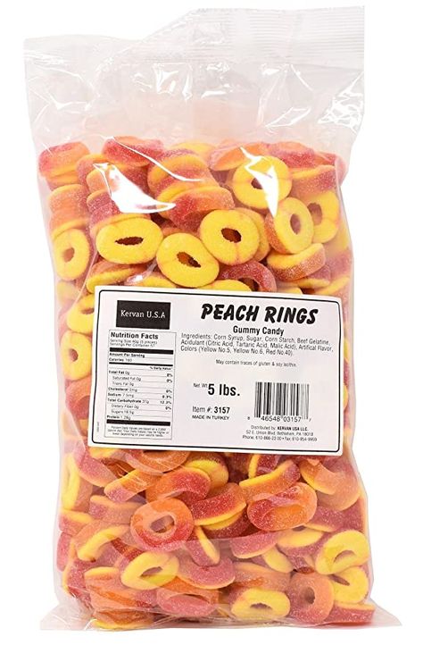 Peach Gummies, Gummy Sweets, Peach Tree, Sleepover Food, Junk Food Snacks, Grocery Foods, Big Party, Peach Rings, Food Obsession