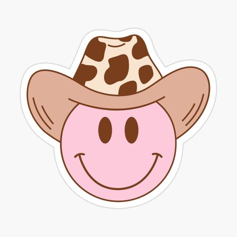 Get my art printed on awesome products. Support me at Redbubble #RBandME: https://www.redbubble.com/i/sticker/Pink-Smiley-Western-Cowgirl-Sticker-by-jennyk7/165054656.EJUG5?asc=u Pink Smiley, Love Pink Wallpaper, Cowboy Girl, Western Cowgirls, Western Cowgirl, Girl Stickers, Pink Wallpaper, Smiley, My Art