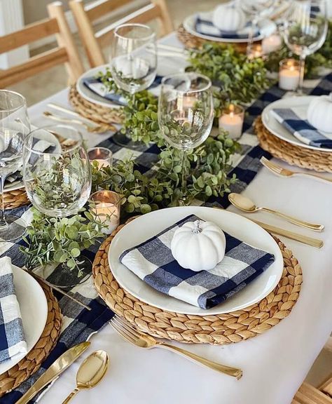 Royal blue table setting