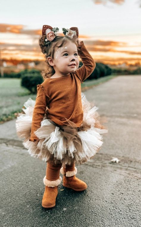 Infant Deer Costume Girl, Deer Toddler Costume, Deer Baby Costume, Family Deer Costume Ideas, Woodland Party Costume, Toddler Girl Deer Costume, Baby Girl Deer Costume, Baby Deer Costume Girl, Deer Family Halloween Costumes