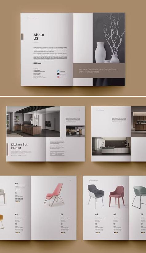 Interior Design Brochure Catalog Template PSD. 40 Pages. Brochure Design For Products, Stone Catalogue Design, Interior Design Catalogue Layout, Sofa Catalogue Design, Interior Catalog Design Layout, Magazine Catalog Design, A4 Catalogue Design, Product Catalogue Cover Design, Luxury Brochure Design Inspiration